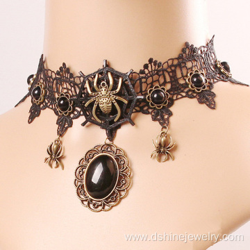 Lace Necklet Gothic Style Spider Pattern Necklace